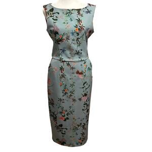 Single Los Angeles Size 2 Floral Midi Dress Sleeveless Pockets Office Career